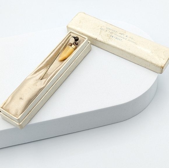 Antique Victorian 1800s British Raj Hunting Trophy Tooth Stick Pin Brooch - Picture 2 of 10